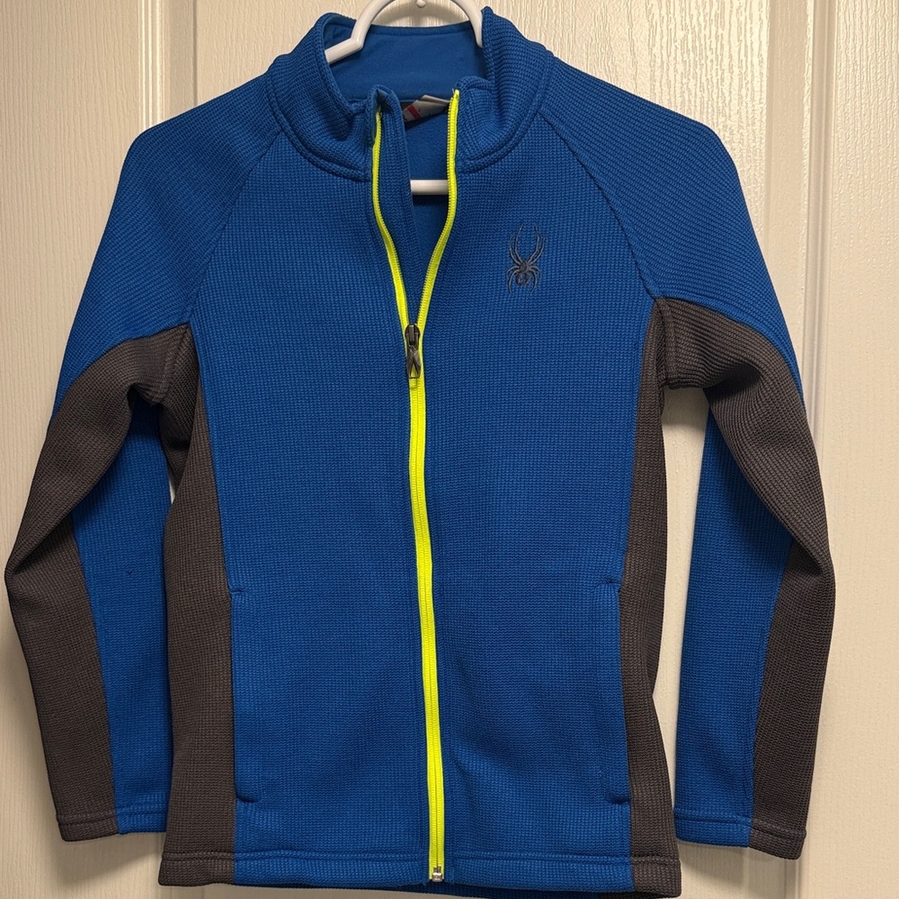 Spyder Blue and Gray Jacket with Neon Yellow Zipper